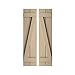 Ekena Millwork 11"W x 46"H Rustic Two Board Joined Board-n-Batten Rough Cedar Faux Wood Shutters w/Z-Board (Per Pair), Primed Tan