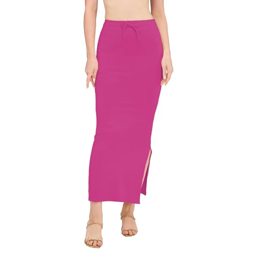 Image of DESI GIRL Cotton Lycra Stretchable Saree Shapewear Petticoat with Drawstring for Women | Fishcut Saree Petticoat with Side Slit for Easy Movement | Saree Shaper | Long inskirt
