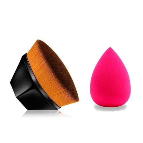 Pincel Mágico Reto De Maquiagem Facial Para Base + Esponja de maquiagem - Possui Alta Densidade Form
