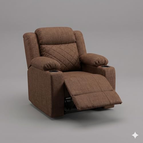 Image of Amazon Brand - Solimo Cosmo | Single Seater Sofa Recliner | Manual Recliner (Velvet Brown) | 1 Year Warranty
