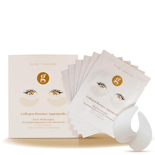 Glow25® Kollagen Augenpads [6 Sachets] mit 18 Highlight-Wirkstoffen - Eye Pads mit Hyaluronsäure - Aktiviert Kollagenbildung - frei von Silikonen, Parabenen