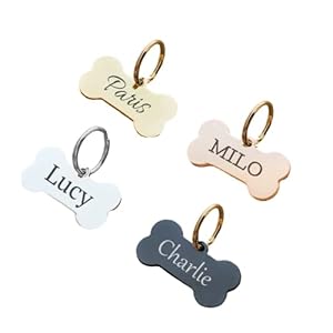 Luigi Bone-Shaped pet ID tag Engraved Bone pet tag, Personalized Dog tag, Dog Name tag, Double Sided Small Dog tag, Pet ID tag for cat and Dog, Funny Dog tag (Large, Black)