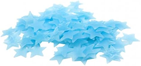 TWFERR 50 Pcs Colorful Glow in The Dark Luminous Stars Fluorescent Noctilucent Plastic Wall Stickers Murals Decals for Home Art Decor Kids Bedroom Room Decorations, Blue