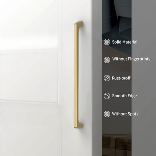 KNOKLOCK 10 Pack 5 Inch(128mm) Kitchen Cabinet Handles Brushed Gold Cabinet Pulls Kitchen Cabinet Hardware Drawer Pulls for Cupboard Wardrobe by KNOKLOCK - Used condition - Image 3