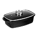 Produktbild Relaxdays Bräter mit Deckel, Bratentopf 5 L, beschichteter Universalbräter mit Aromaknopf, Elektro-& Gasherd, schwarz