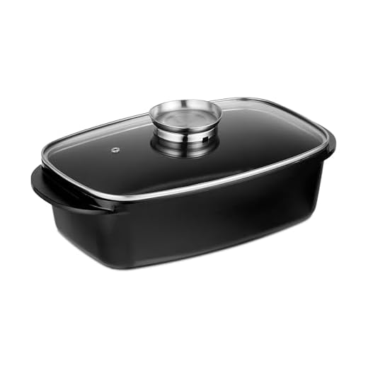 Relaxdays braadslede met deksel, ovenschaal, aluminium en glas, geschikt voor elektrische kookplaat, universeel, zwart
