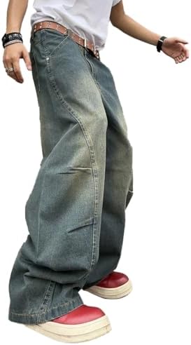 DFGIGT Men's Irregular Sutures Y2k Hip Hop Baggy Jeans Wide Leg