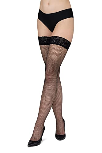 Medias de red LORES con encaje de alta costura y acabado burlesque premium