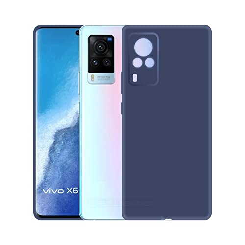 Image of Case Creation Liquid TPU Silicone Cover for Vivo X60 Pro Soft Case,Anti-Dirty Slim Case Frosted Matte Candy TPU Raised Bezel (Splash of Color) Back Case Cover for Vivo X60 Pro -Navy Electric Blue