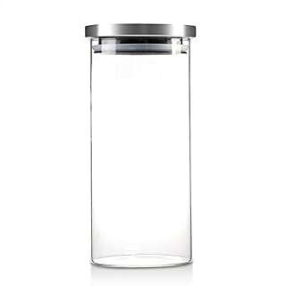 Bewinner Glass Coffee Bean Container, 1000ML Glass Storage Jar Coffee Beans Kitchen Food