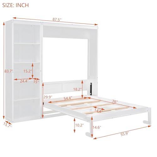Compact Wall Bed Cabinet with Shelves for Guest Room and Home Office