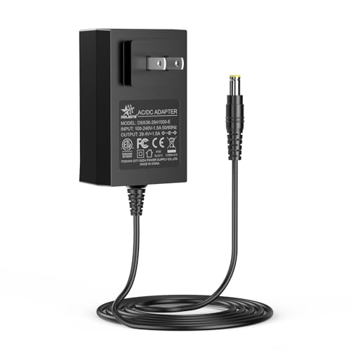 29.4V Lithium Battery Charger 100V-240V to 24V 1A AC/DC Switching Power Supply Adapter with 5525 Plugs for Most 24V Battery Pack