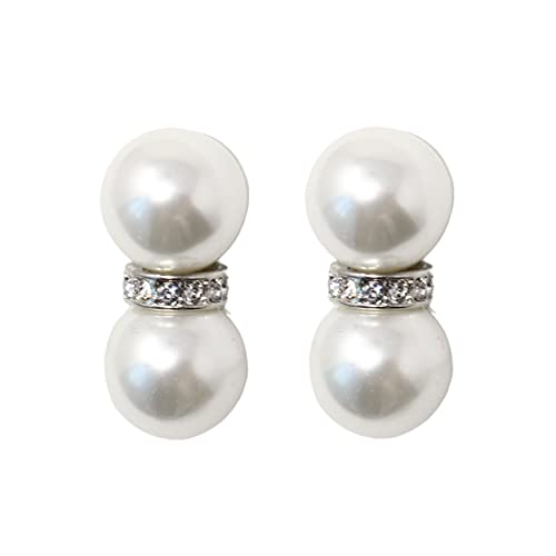 Kenneth Jay Lane Cultura Pearl and Crystal Clip-On Earrings (Double Pearl & Crystal)