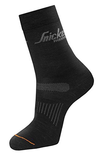 Snickers Workwear AllroundWork Wollsocken, 9213, schwarze Socken aus Merinowolle, 2-Pack (41-44)