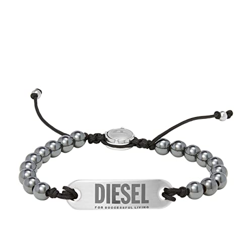 Diesel All-Gender Stainless Steel and Beaded Bracelet, One Size, Gemstone, no gemstone