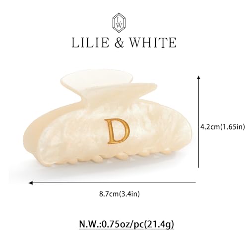 Image of LILIE&WHITE Acrylic Letter Hair Clips For Women Stylish D Monogram Hair Claw Alphabet Hair Clip Fashion Glitter Claw Clip Elegant And Durable Hair Accessory Large Hair Clips D