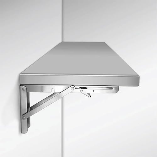 Mesa plegable de pared de acero inoxidable para cocina y balcón, ahorra espacio, para montaje en pared (60 x 40 cm)