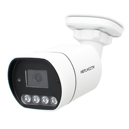 HEFLYCCTV 4MP Telecamera IP POE, telecamere di sicurezza Bullet Surveillance Wired CCTV con rilevamento umano One-Way Audio, Smart Color Night Vision, 2,8mm lens, IP67 impermeabile Outdoor Indoor