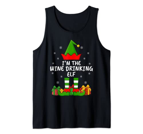 Navidad Familia Coincidencia Divertido El Vino Bebiendo Elfo Navidad Camiseta sin Mangas