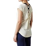 [iito.seasons] ヨガウェア レディース トップス バックデザイン 美背中 ロング丈 丈長 体型カバー Ｔシャツ クルーネック 半袖 ゆったり 体型カバー 冷感シャツ 無地 女性らしい スポーツ フィットネス トレーニング ルームウェア おしゃれ (L, エクルベージュ)