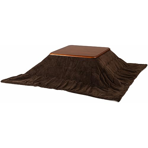 Palette Life - Edredón Kotatsu, 200 x 200 cm, cuadrado, edredón Kotatsu, doble cara, reversible, patrón de espiga, estilo escandinavo, lindo, cálido, cepillado, esponjoso, marrón