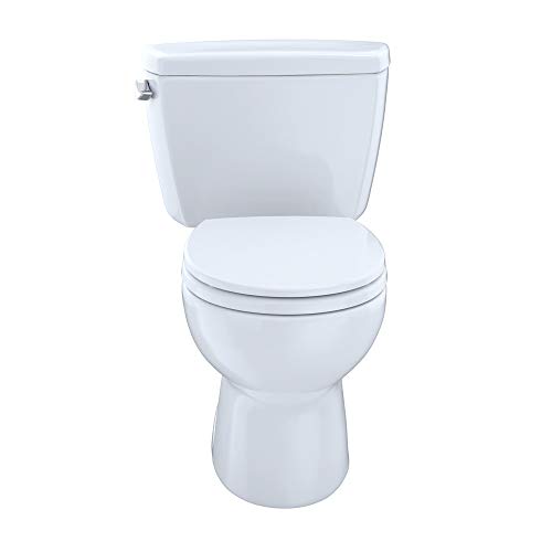 TOTO CST743ER#01 Eco#Drake Round Bowl Toilet with Right Hand Tank C743E + St743Er, Cotton White