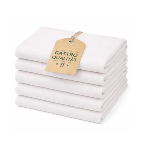 EXNER 5er Set Geschirrtücher - Baumwolle 240 g/m in 50 x100 cm - weiche und langlebige Küchentücher in weiß - Gastronomiequalität