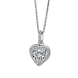 Collar con Colgante en Forma de corazón para Mujer, joyería de Plata 925, Cadena Corta Femenina de circón