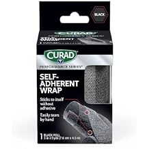 CURAD Performance Series Self-Adherent Athletic Wrap, Black, 3 inches x 5 yards, Compression Support for Sports Injuries, Joint Stability, and Muscle Recovery