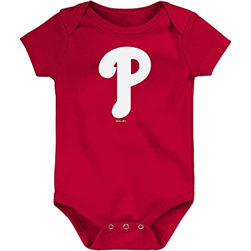 Image of Genuine Stuff MLB Newborn & Infants 0-24 Months Primary Logo Creeper Bodysuit Romper (Philadelphia Phillies Alternate, 12 Months)