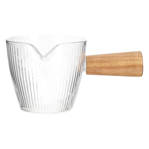 Housoutil Espresso Shot Pitcher, 100ml Milchkännchen Glas Mit Holzgriff, Espresso Messbecher, Milchkännchen Klein Housoutil Espresso Shot Pitcher, 100ml Milchkännchen Glas Mit Holzgriff, Espresso Messbecher, Milchkännchen Klein