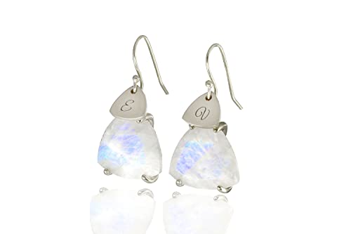 Boucles d'Oreilles Initiales avec Pierre de Naissance Juin pour un Cadeau Unique