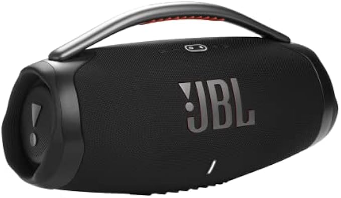 JBL Boombox 3 - Portable Bluetooth Speaker, Powerful Sound and Monstrous bass, IPX7 Waterproof, 24 Hours of Playtime, powerbank, JBL PartyBoost for Speaker Pairing (Black) (Renewed)