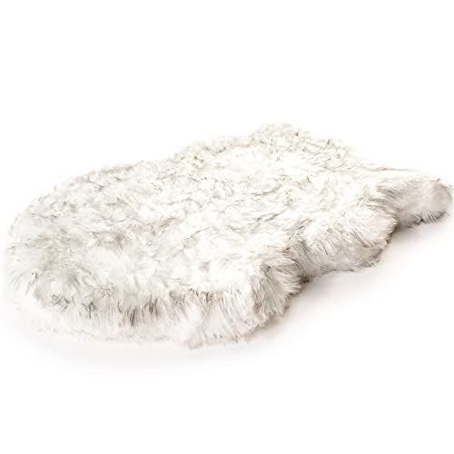 Paw Brands White Puprug Faux Fur Orthopedic Dog Bed, 40" L X 25" W #TOP1