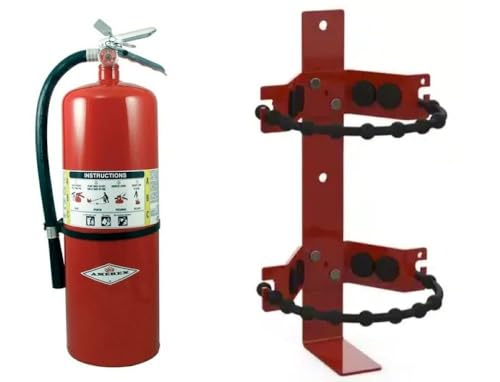 Amerex A411 20lb ABC Dry Chemical Fire Extinguisher with 864 Heavy Duty Rubber Strap Wall Bracket