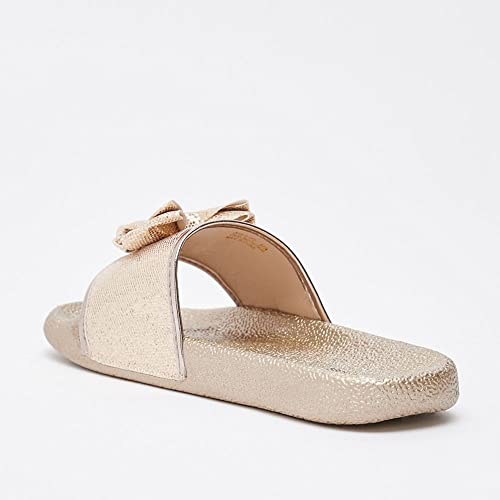 Image of shoexpress Girl's Textured Open-Toe Slides with Bow Accent Flat Sandal