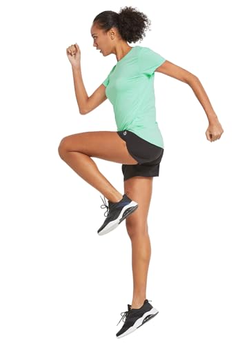 BALEAF Camisa Feminina de Corrida de Manga Curta Atléticas, Leves, Secagem Rápida, Treino, Yoga, Gol