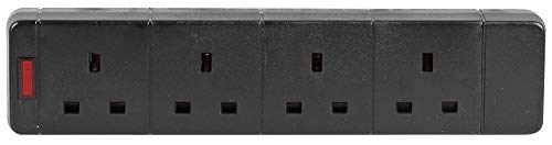 Pro Elec 97988 - Presa A 4 Bande Con Indicatore Al Neon, 13A, 240V, Colore: Nero