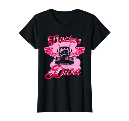 Trucker Diva Trucking Art Para Mujeres Camionero Conductor Camionero Camiseta