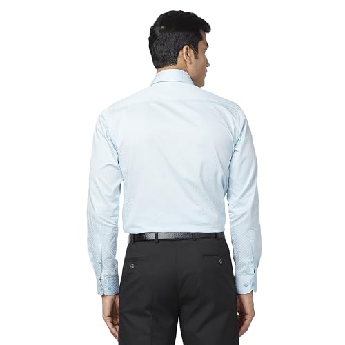 Image of Raymond Men's Slim Fit Pure Cotton Structure Pattern Semi Cutaway Collar Full Sleeve Formal Shirt