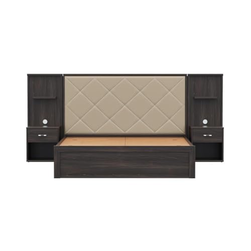 Image of Wakefit Bed | 3 Yr Warranty | Bed Queen Size, Storage Box & Beige Fabric Cushioned Upholstery Headboard, Density:680-750kg /m, Termite & Borer Resistant, Fits Mattresses Up to 8 inches(Noctis78x60-WM)