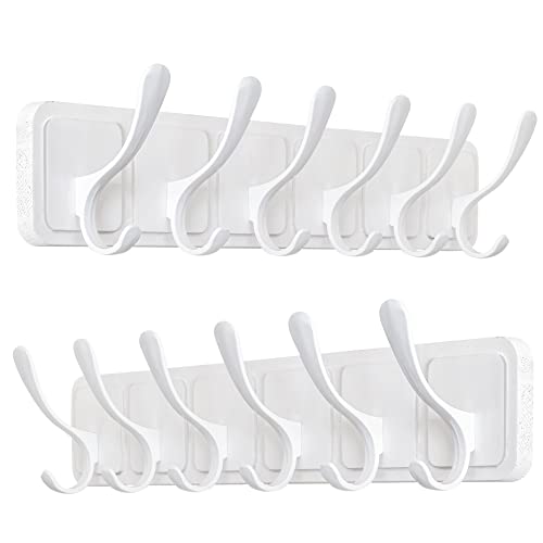 SKOLOO Porte-manteau mural moderne,Lot de 2, Style scandinave, avec 6 crochets pour suspendre manteaux, écharpes, chapeaux et plus encore, blanc Cover