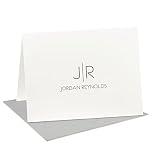 Personalized Folded Note Cards with Envelopes Set (A2 & A7 Sizes) - Monogrammed Folded Card w/Custom