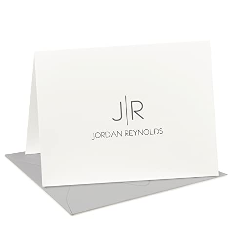 Personalized Folded Note Cards With Envelopes Set (A2 & A7 Sizes) - Monogrammed Folded Card W/Custom Name, Text, & More - Modern Stationery Thank You Cards - Classy Desk Supplies - Thin Line Folded #TOP20