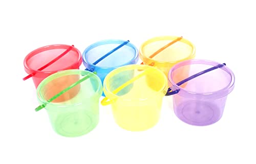 tickit Bucket Set, 162mm, Translucent – 6 Rainbow-Coloured Buckets for Sand, Water Play & Messy Play Fun