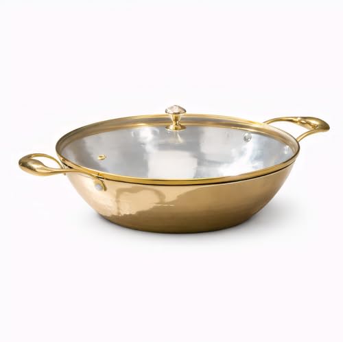 P-TAL Brass Kadhai with Lid 3 Qt