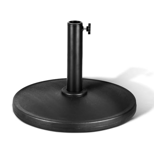 KEPLIN 9kg Cast Iron Effect Parasol Base – Heavy Duty Metal Garden Patio Furniture Stand for Umbrella, Canopy, Gazebo, Awning etc. – Diameter 45mm (9 kg, Black (Plain))