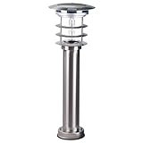 Gama Sonic Outdoor Bollard Solar Pathway Light, Silver Stainless and Glass, Auger EZ-Anchor for Dirt
