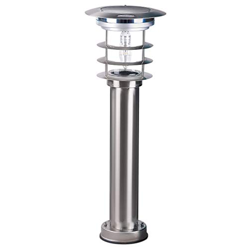 Gama Sonic Outdoor Bollard Solar Pathway Light, Silver Stainless And Glass, Auger Ez-Anchor For Dirt And Grass. 24.25-Inch Lamp Height, Sidewalk, Path, Driveway, 100 Lumens, 1 Pack (214801) #TOP11