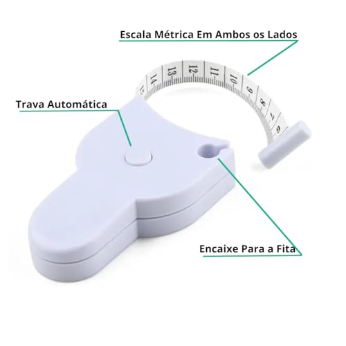 Kit 2 Fitas Métricas Trena Corporal Retrátil e Portátil Com Botão Trava e Destrava Facilitador de Me